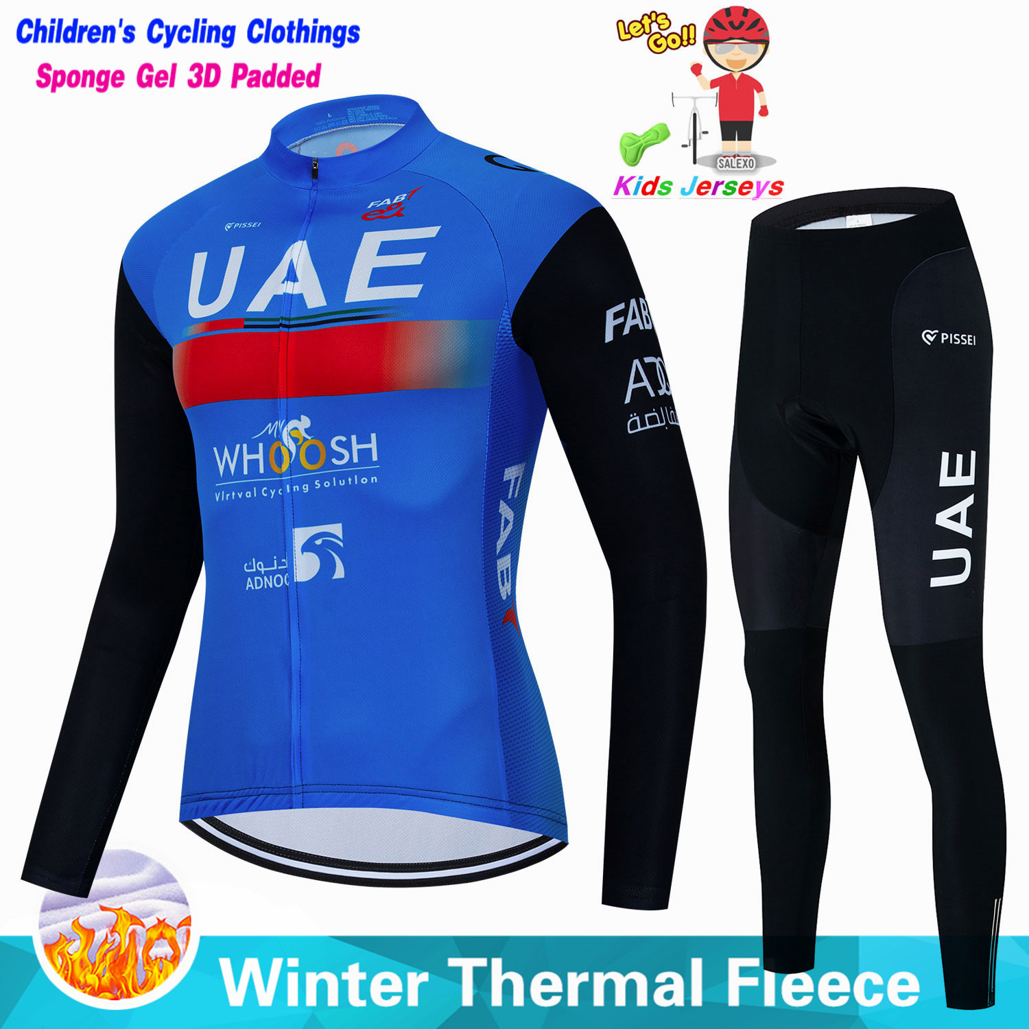 Uae キッズ冬フリースサイクリングジャージセット子供 Mo - Cycling Gear Jersey のレビューと価格