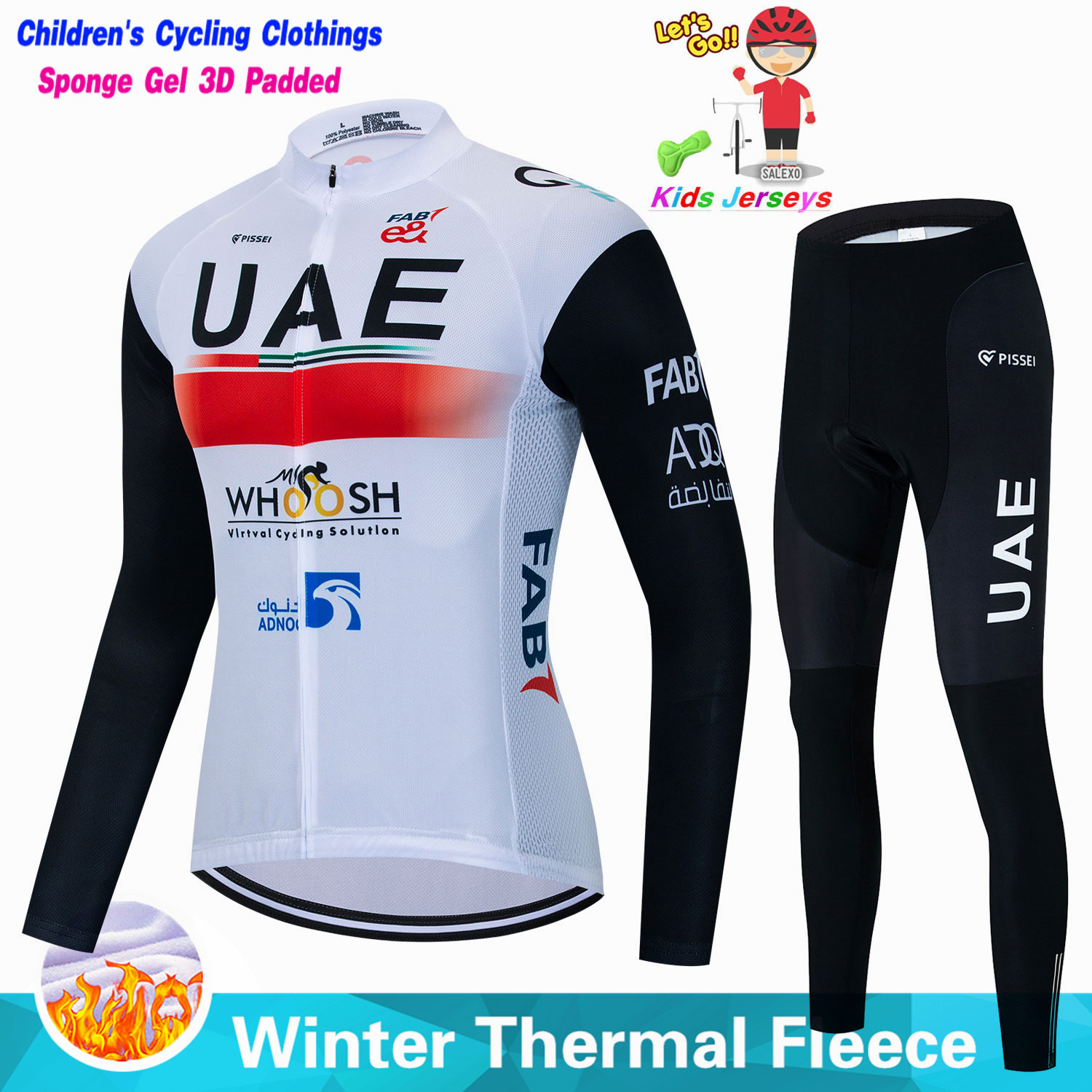 Uae キッズ冬フリースサイクリングジャージセット子供 Mo - Cycling Gear Jersey のレビューと価格