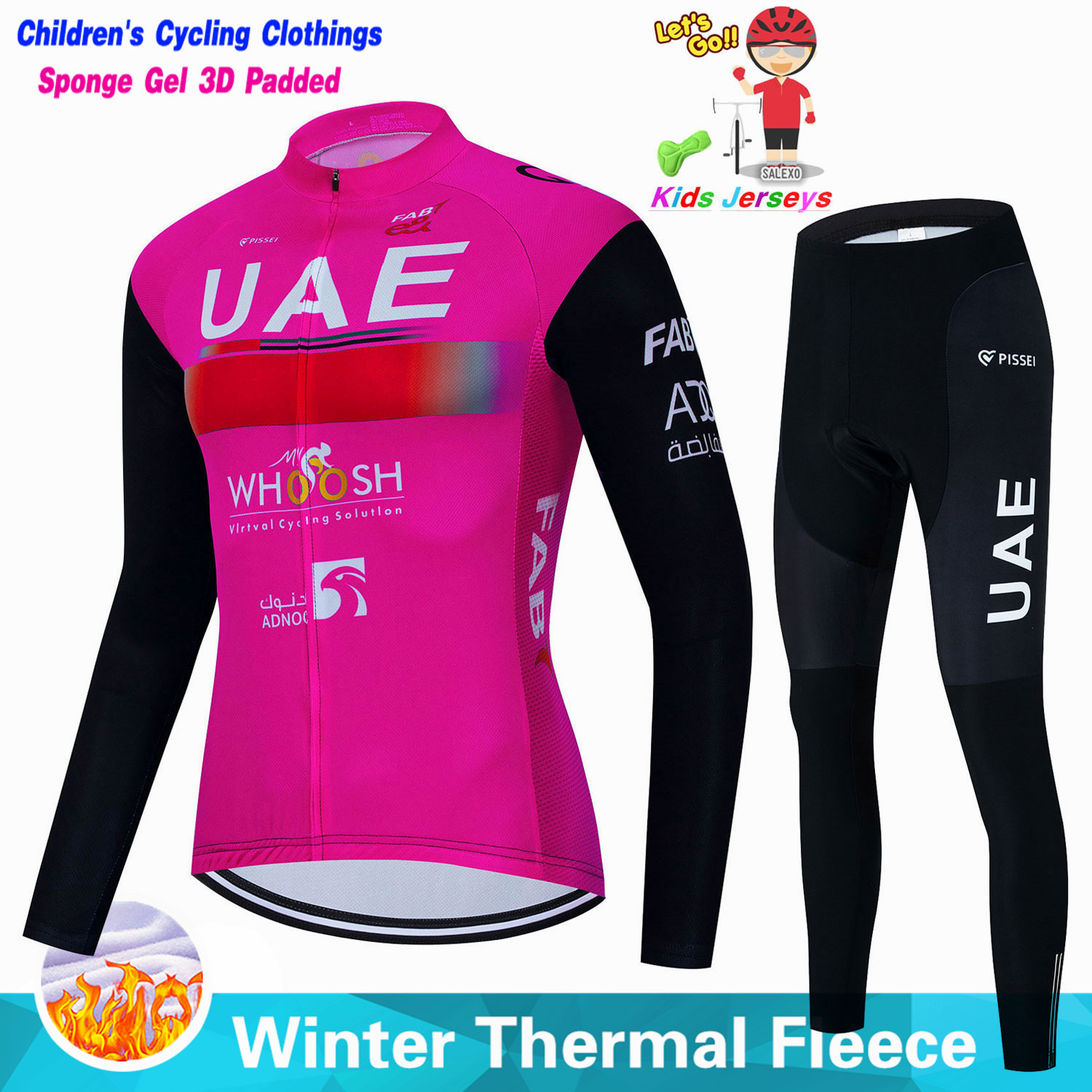 Uae キッズ冬フリースサイクリングジャージセット子供 Mo - Cycling Gear Jersey のレビューと価格