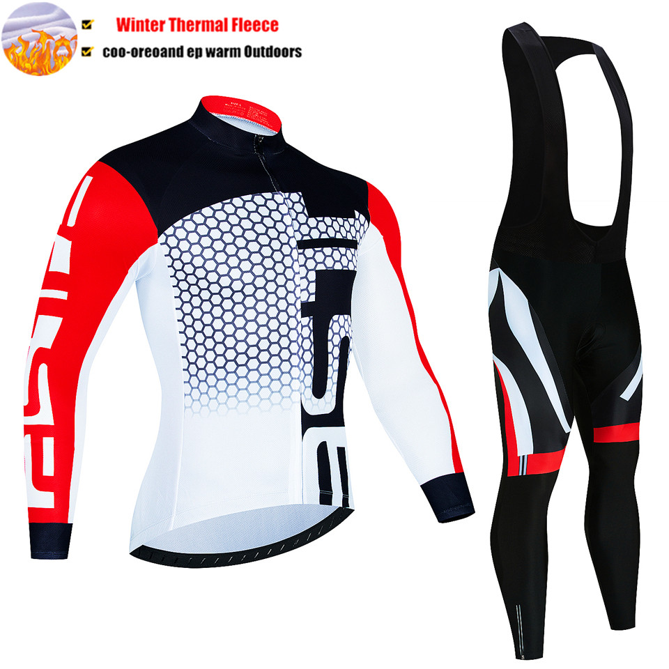 冬用サーマルフリース素材の暖かいウール製サイクリングジャージ - Cycling Gear Jersey のレビューと価格