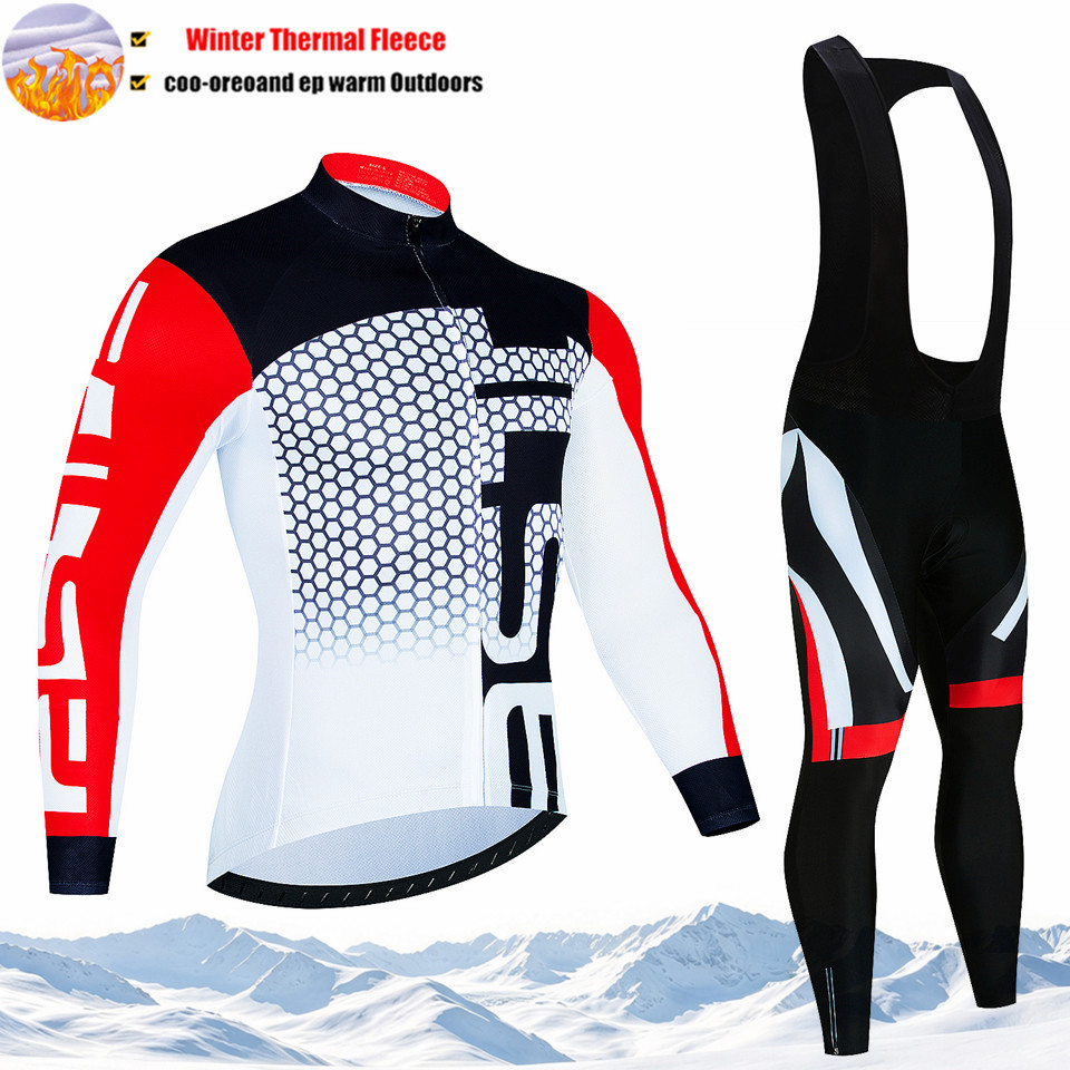 冬用サーマルフリース素材の暖かいウール製サイクリングジャージ - Cycling Gear Jersey のレビューと価格